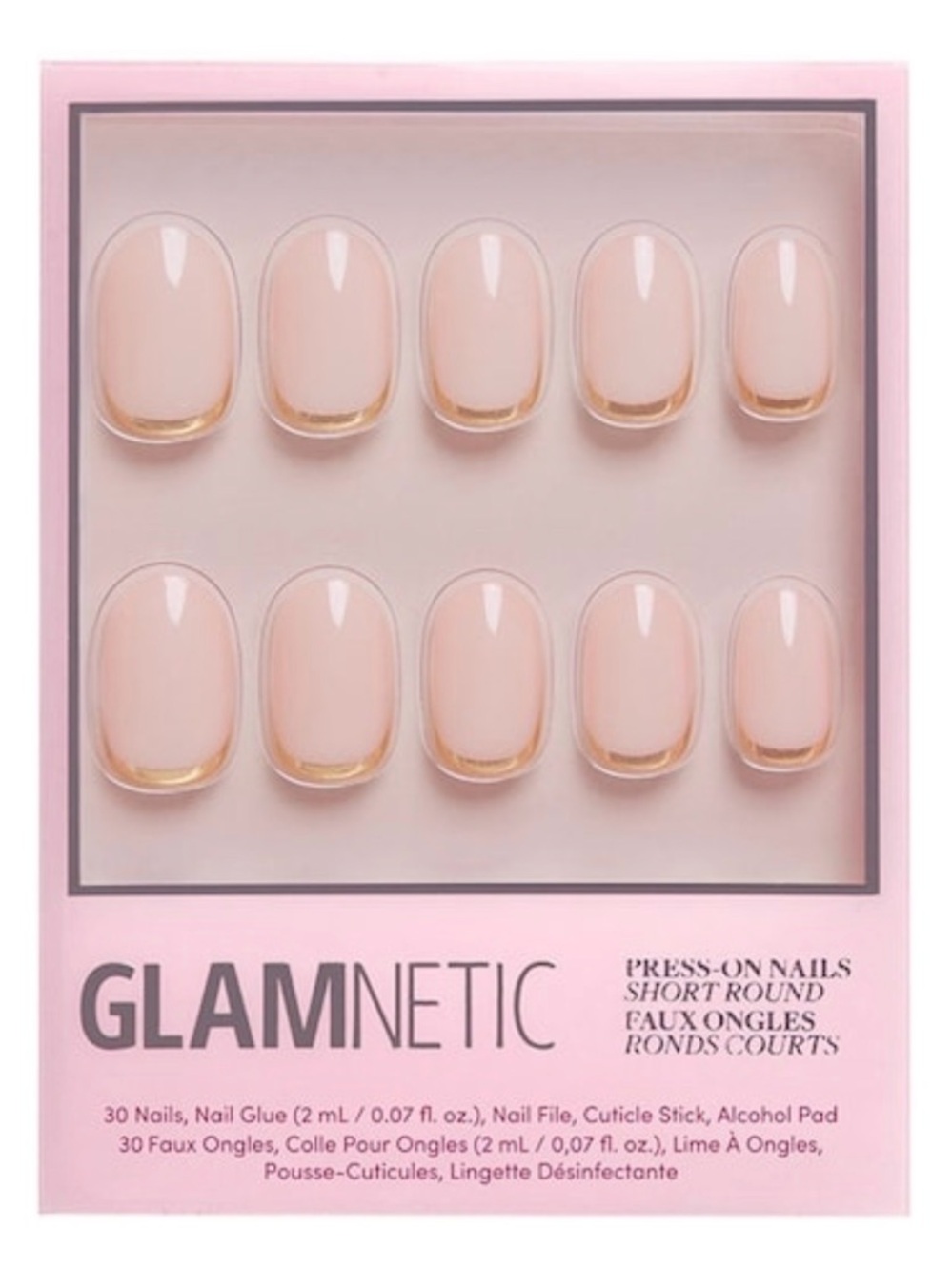 GLAMnetic Nude Short Round Press-On Nails- Goal digger